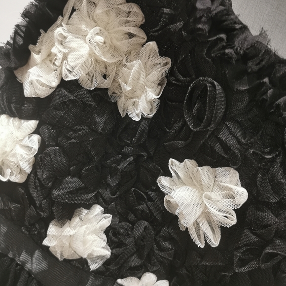 Modcloth black and white stripe tulle floral dress - Picture 4 of 7